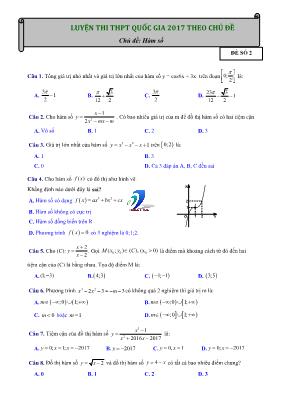 Toán học - Chủ đề Hàm số - Đề 2